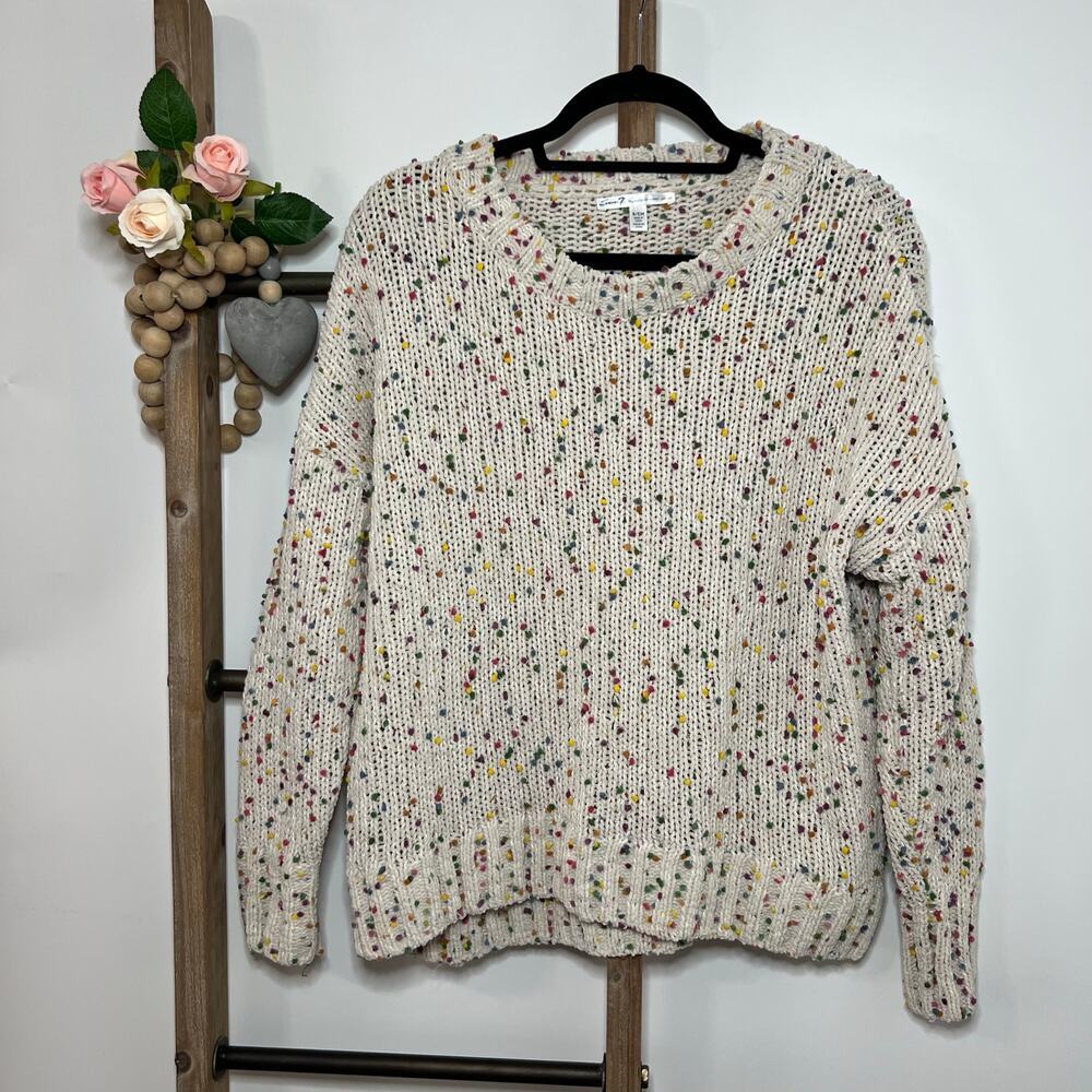Seven 7 Chunky Popcorn Confetti Rainbow Color Long Sleeve Sweater Size Small